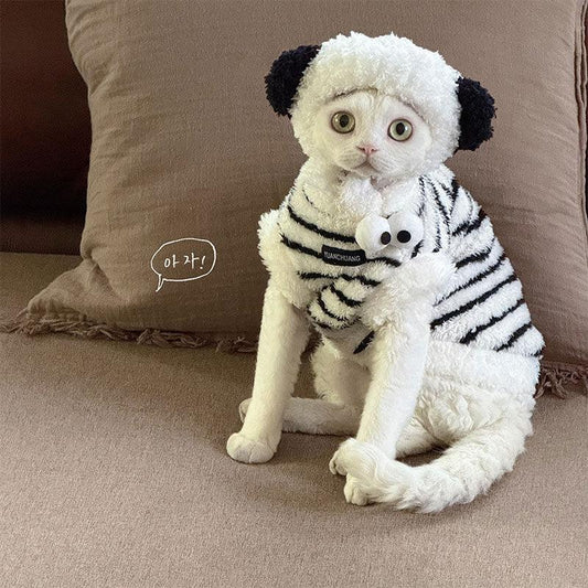 Cute Zebra Stripe Warm Clothes for Hairless Cats