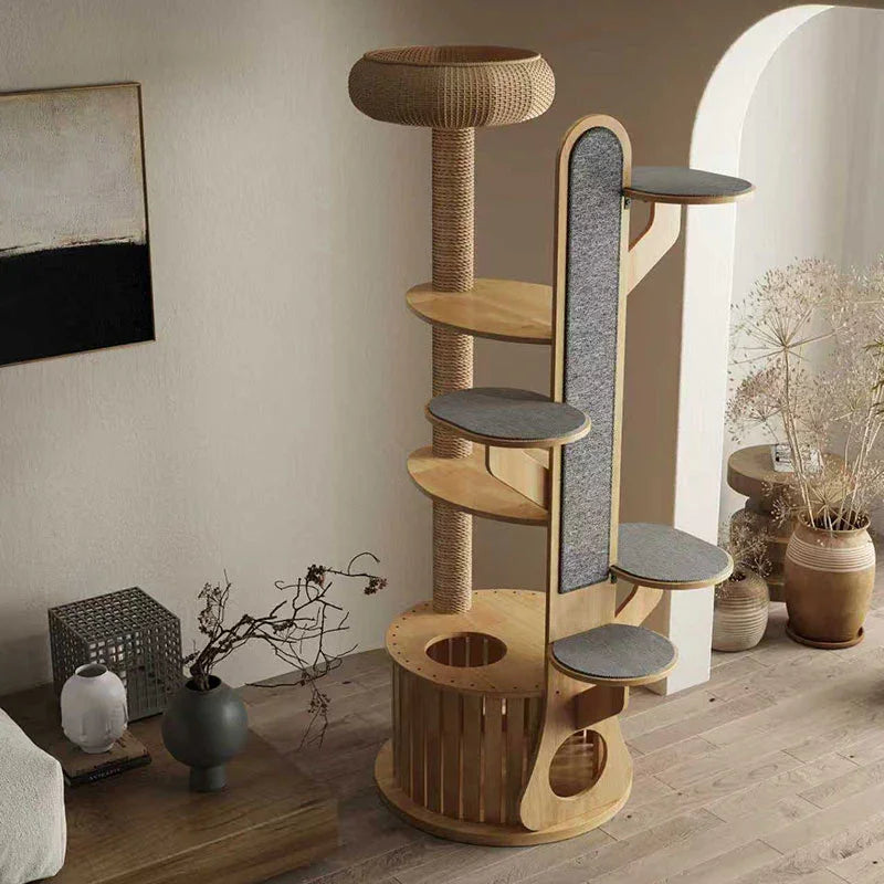 Desert Continent Solid Wood Cat Climbing Tree