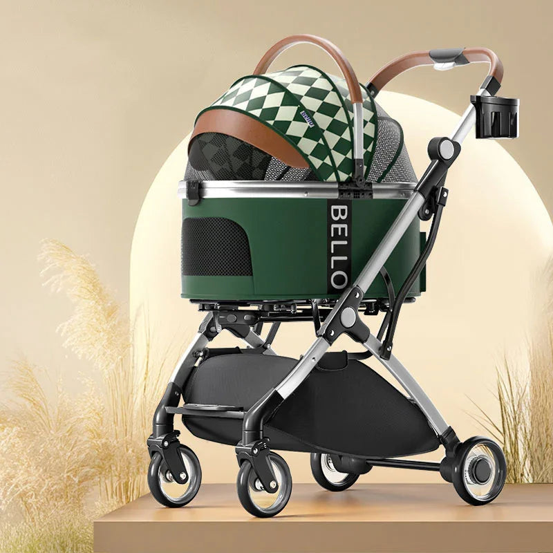 Luxury Detachable Cat Carrier Rolling Stroller