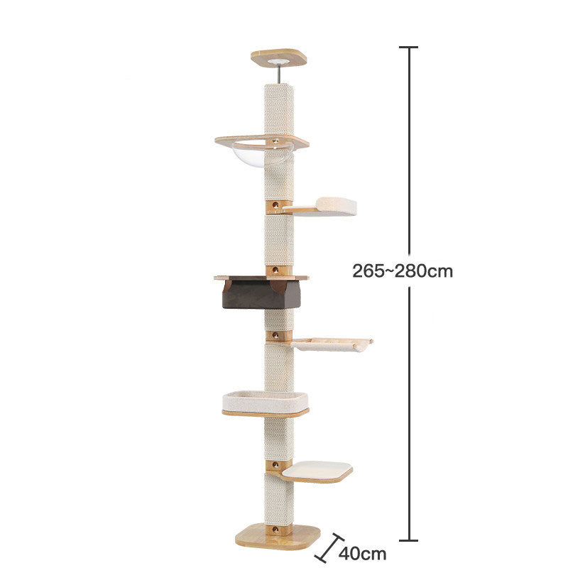 Solid Wood Floor to Ceiling Cat Climbing Tree