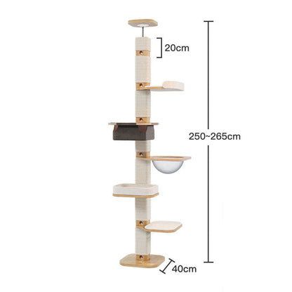 Solid Wood Floor to Ceiling Cat Climbing Tree