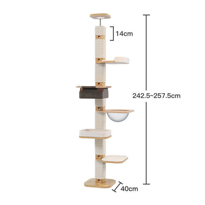 Solid Wood Floor to Ceiling Cat Climbing Tree