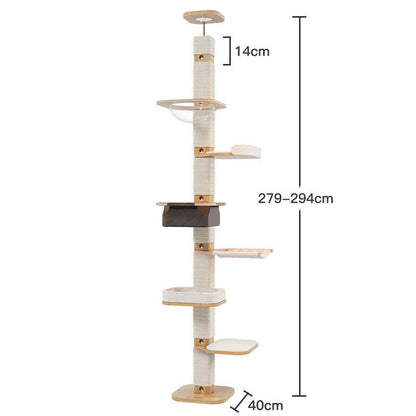 Solid Wood Floor to Ceiling Cat Climbing Tree