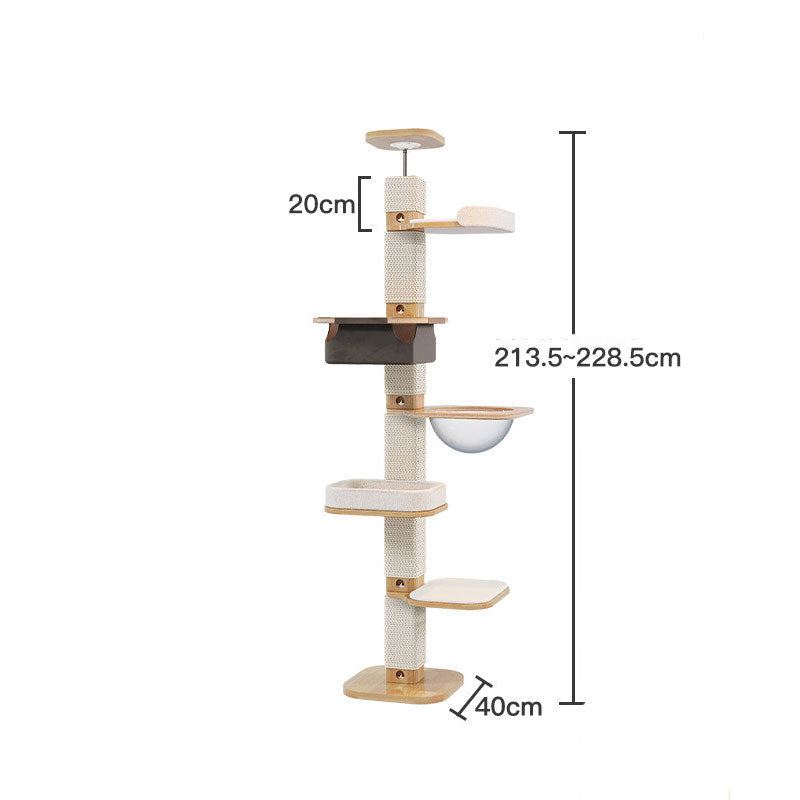 Solid Wood Floor to Ceiling Cat Climbing Tree