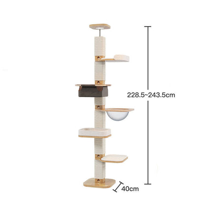 Solid Wood Floor to Ceiling Cat Climbing Tree