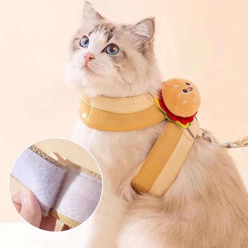Burger Fries Cute Cat Leash Harness