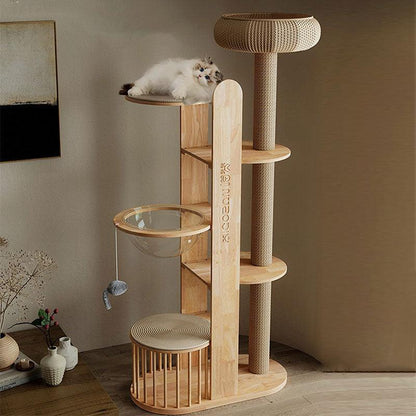 Capsule Climbing Wood Tree for Multiple Cat