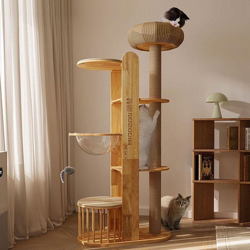 Capsule Climbing Wood Tree for Multiple Cat