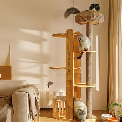 Capsule Climbing Wood Tree for Multiple Cat
