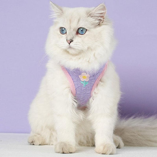 Embroidered Floral Cat Leash Harness Lead