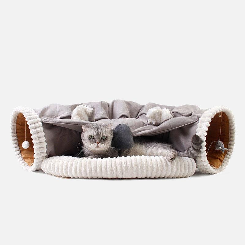Fluffy Cat Tunnel Cat Bed All-in-One 2 Colors