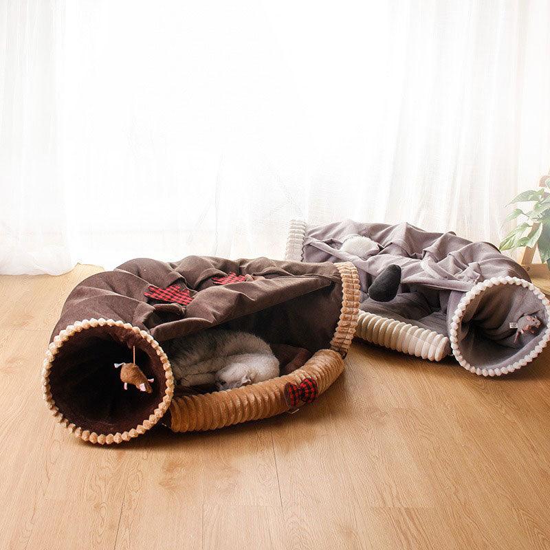 Fluffy Cat Tunnel Cat Bed All-in-One 2 Colors