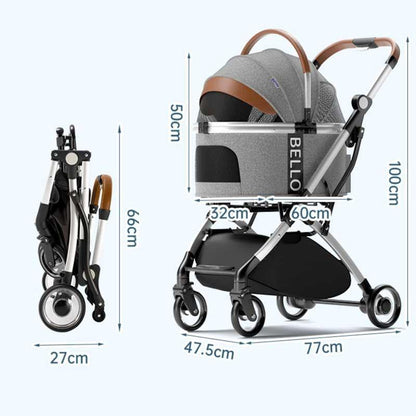Luxury Detachable Cat Carrier Rolling Stroller