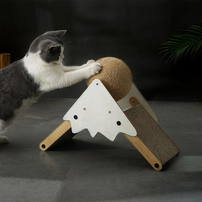 Snowy Mountain Cat Toy Scratching Ball Board