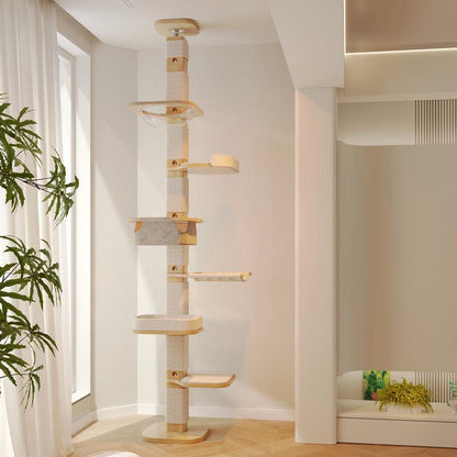 Solid Wood Floor to Ceiling Cat Climbing Tree