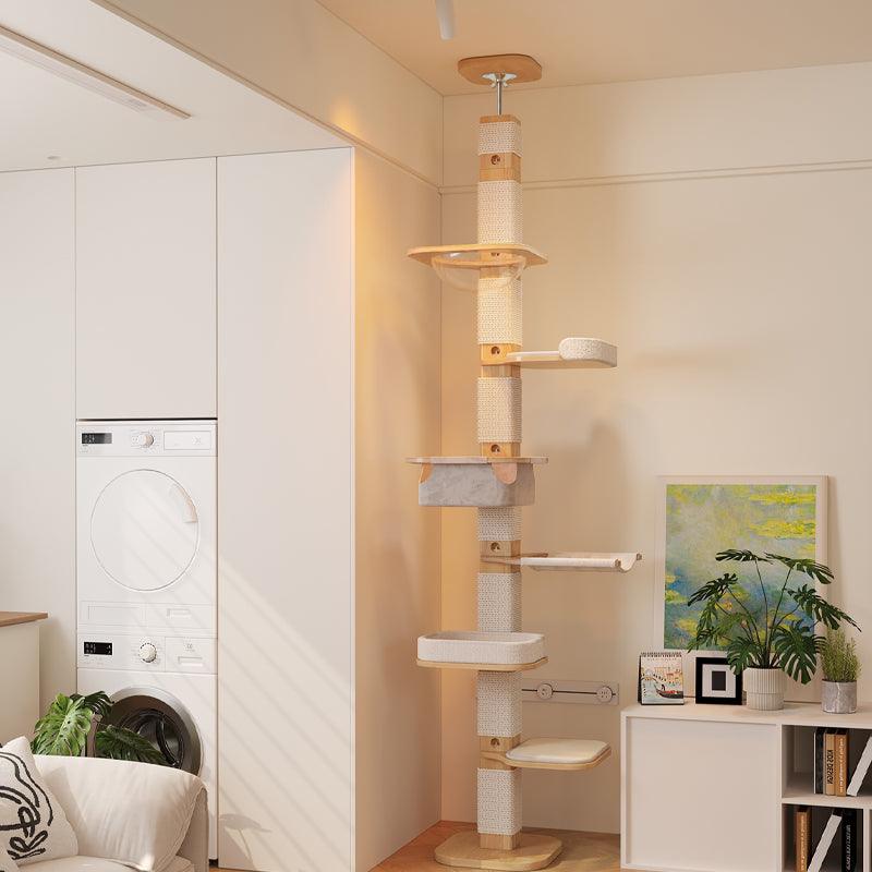 Solid Wood Floor to Ceiling Cat Climbing Tree