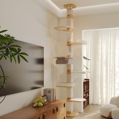 Solid Wood Floor to Ceiling Cat Climbing Tree
