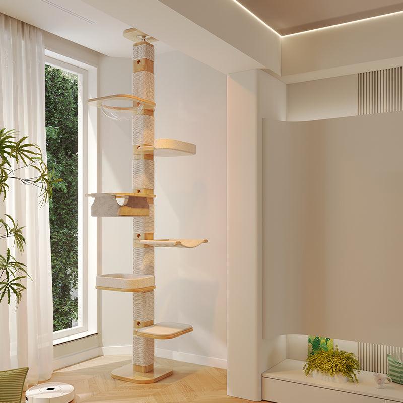 Solid Wood Floor to Ceiling Cat Climbing Tree
