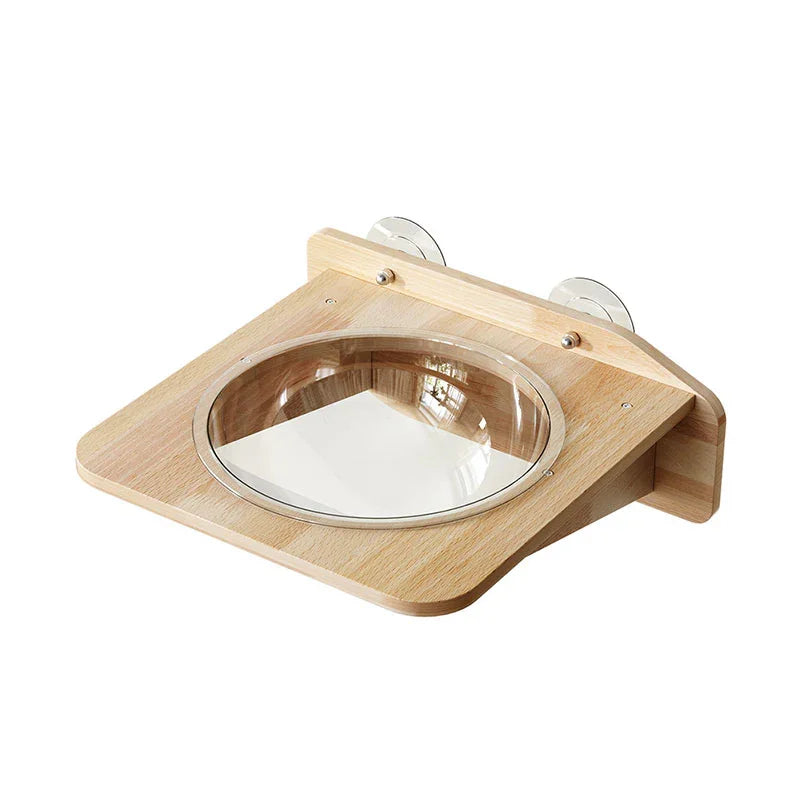 Solid Wood Suction Cup Cat Wall Shelves
