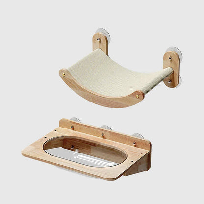 Solid Wood Suction Cup Cat Wall Shelves