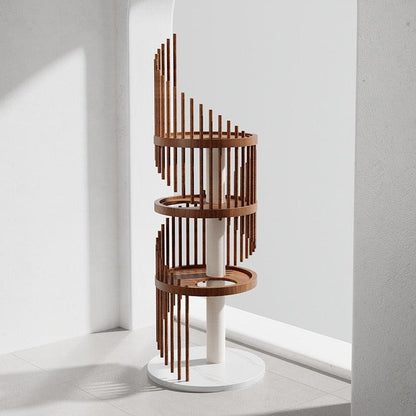 Spiral Art Solid Wood Cat Climbing Frame Tree