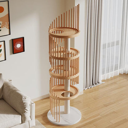 Spiral Art Solid Wood Cat Climbing Frame Tree