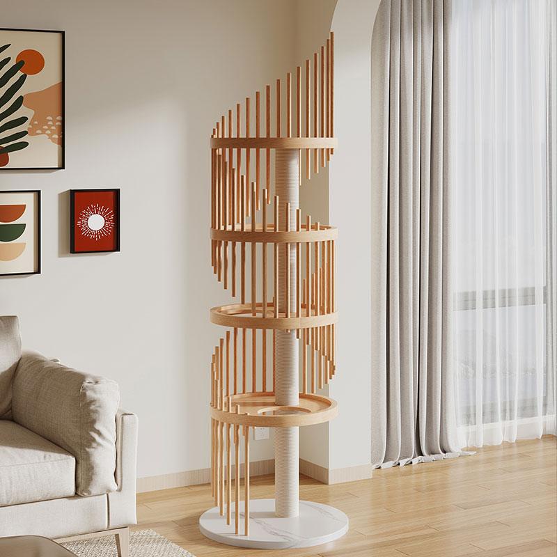 Spiral Art Solid Wood Cat Climbing Frame Tree