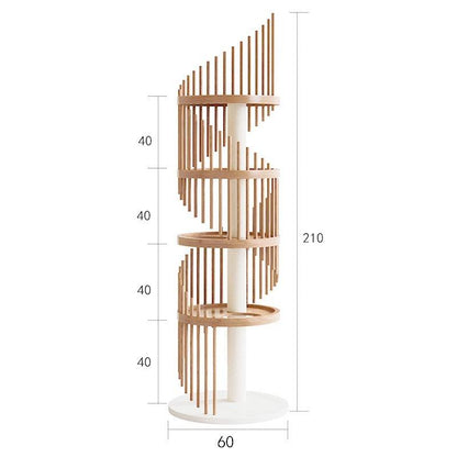 Spiral Art Solid Wood Cat Climbing Frame Tree