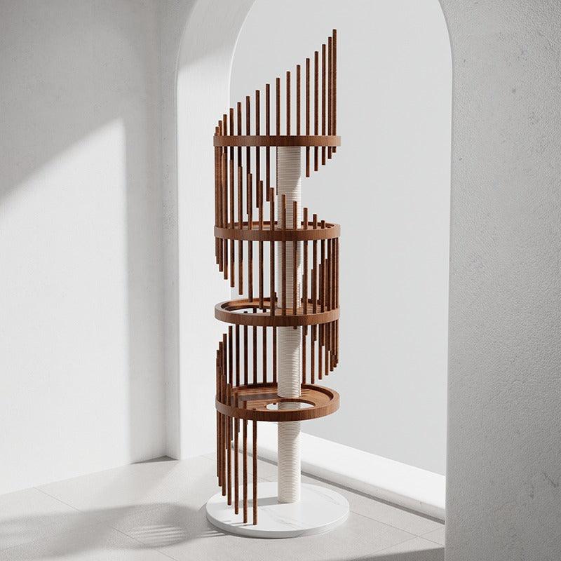 Spiral Art Solid Wood Cat Climbing Frame Tree