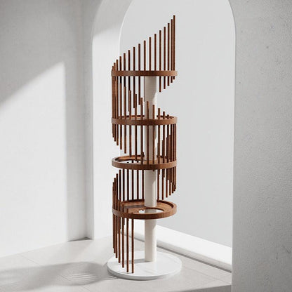 Spiral Art Solid Wood Cat Climbing Frame Tree