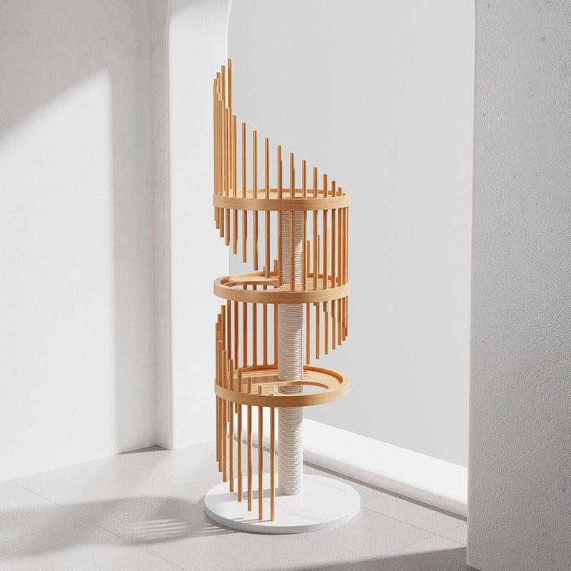 Spiral Art Solid Wood Cat Climbing Frame Tree